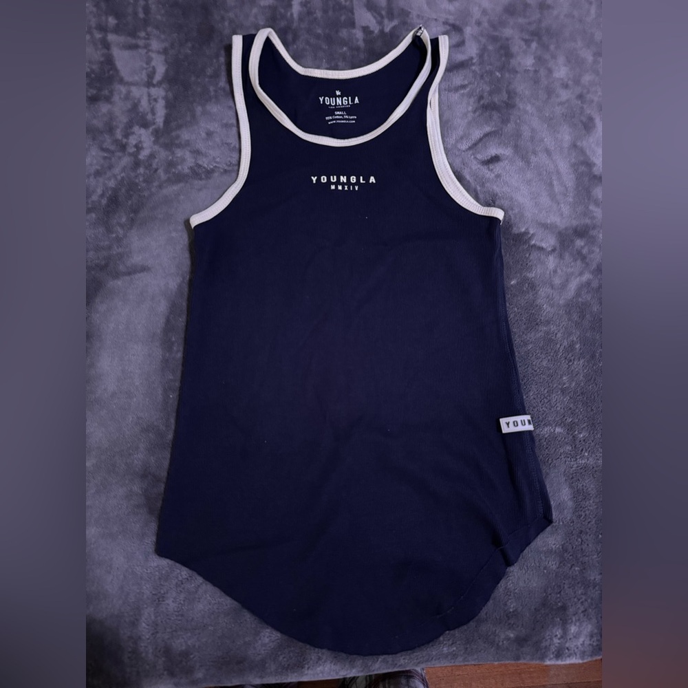 YoungLA Navy Blue Sleeveless ribbed Tank Top